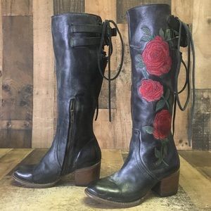 Freebird by Steven Cyrus Rose Embroidered Knee High Boots